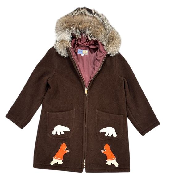 Vintage Inuvik Sewing Centre Wool Parka Canadian Arctic Fox Fur Coat - Picture 13 of 13